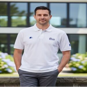 New England Patriots Polo Shirt Vtg 90s NFL Starter Pro-Line White Embroidered L